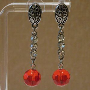 Handmade Red Glass Beaded Drop Earrings